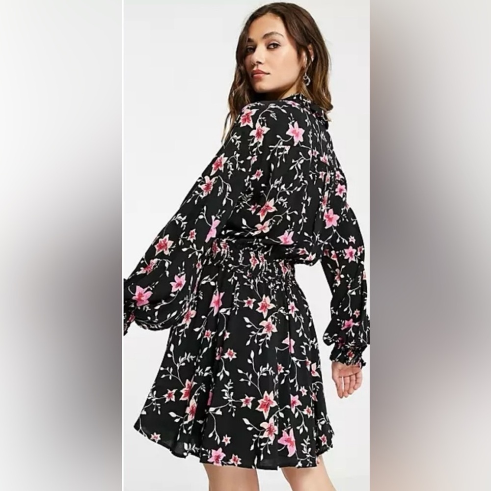 Free People Lighten Up Floral Mini Dress Black Size X-Small